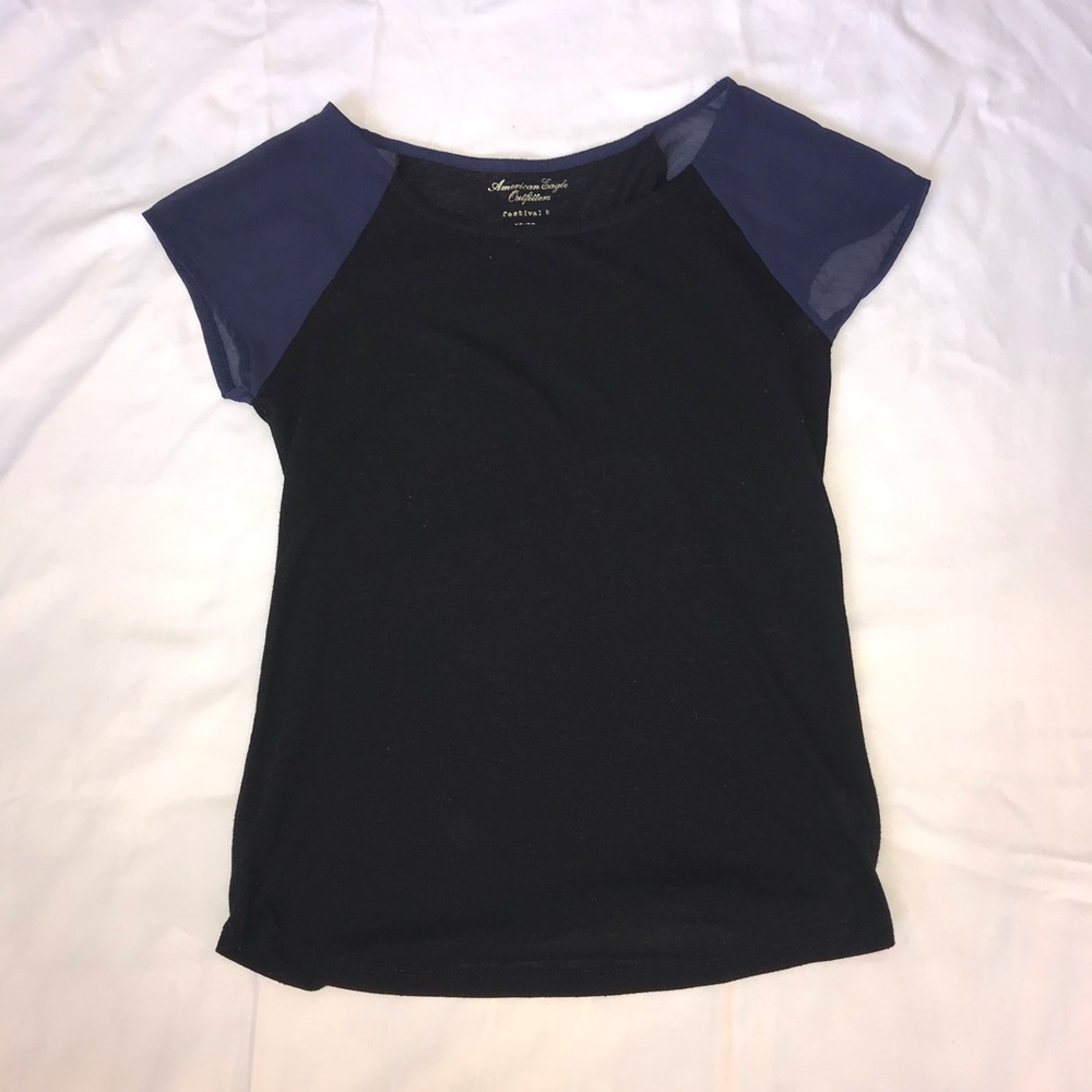 Black Shirt with Blue Sleeves